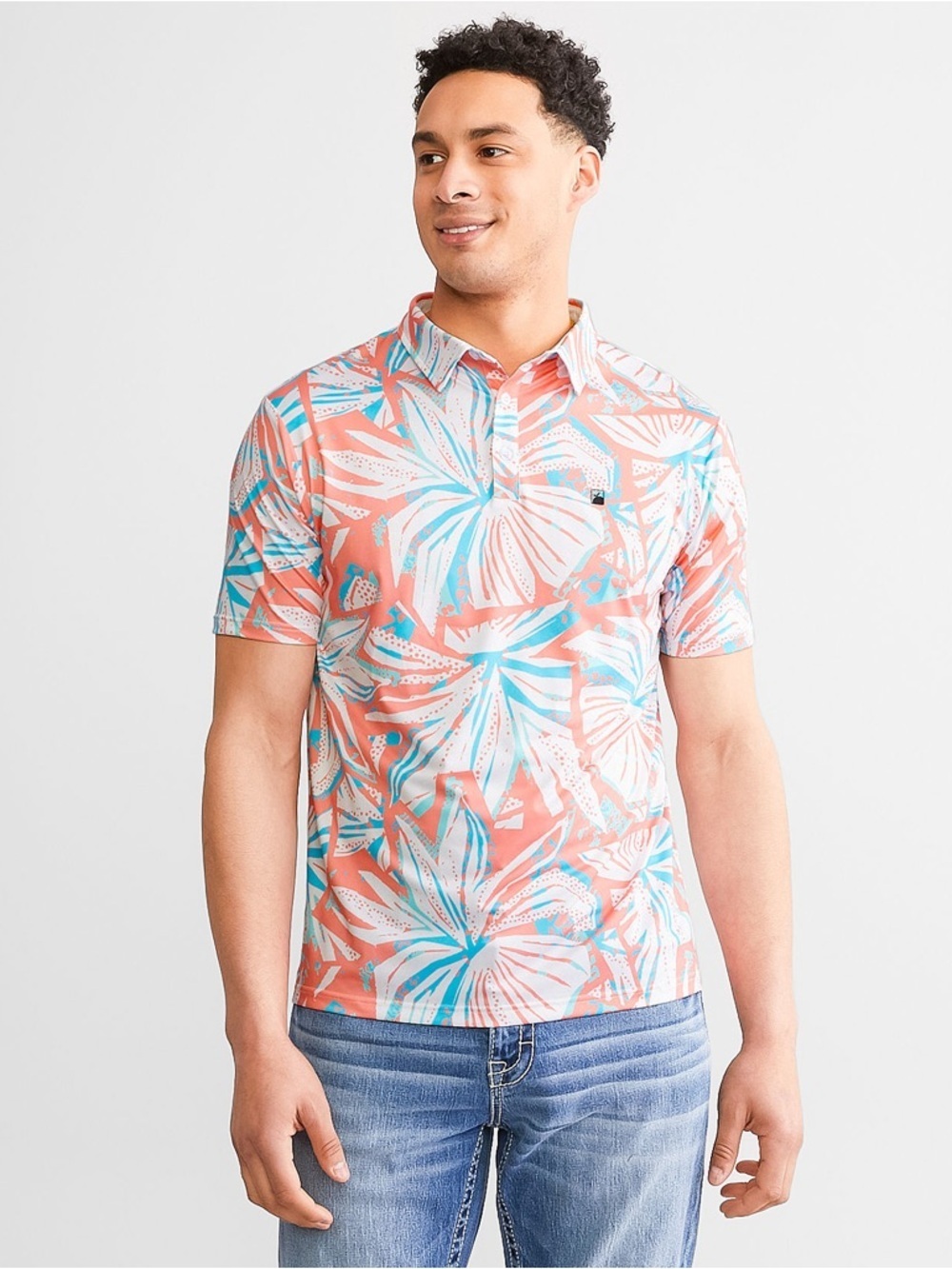 🌺NWT-FLOMOTION FUNKY FLORAL PERFORMANCE POLO